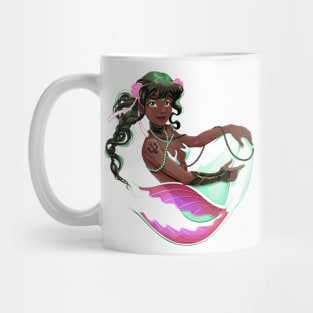 Smiling mermaid with white fish tail Mug